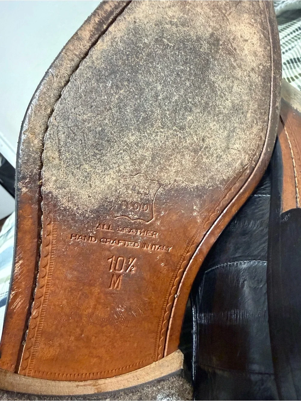 Belvedere Florence Hand Crafted Italian Eel Skin Black Dress Shoes 10.5 M